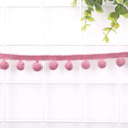 5 Yards 12mm Pompons Borte zum Basteln,Dekoband Mit Bommeln Bälle Pom Poms Fransenborte Zierband Dekoborte Nähzubehör für DIY Basteln Apparel Kleidung,Kostüme,Nähen,Dekoration,Altes Rosa