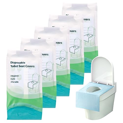 Ghope 50 Stück Toilettensitzbezug Einweg Toilette Auflage, Tragbar Toiletten Sitzbezug Einweg WC-Sitz Matte Toilettenschutz für Reisen Unterwegs öffentlichen Toiletten, Einzeln Verpackt