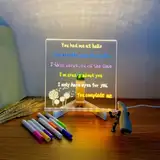 Kivvy Magic Board, Kivvy - Magicboard, Magicboard Where Creativity Lights Up, Luminous Acrylic Message Board, DIY Erasable Luminous Writing Boards with Stand ＆ 7 Markers (L: 11.8 * 7.87in)