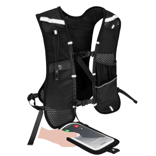 MOQAE 6L Laufweste für Damen und Herren, Multifunktionale Ultrleicht Laufrucksack, Wasserdicht, Atmungsaktiver Running Vest, Trinkweste für Laufen, Marathon, Wandern, Camping, Radfahren