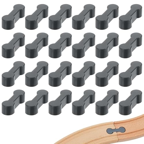 QZKJQDD 24 Stück Holzschienen Adapter Verbinder, Holzeisenbahn Schienen, Wiederverwendbare Gleisverbinder, Universelle Eisenbahnverbinder aus Holz für Spielzeugeisenbahnen, Geburtstagsfeiern