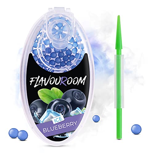 Flavouroom Aroma Click - 100 Premium Kugeln Set I Intensiver Flavour mit praktischer Box I Einfaches Einsetzen für DIY Ice Blueberry Genuss