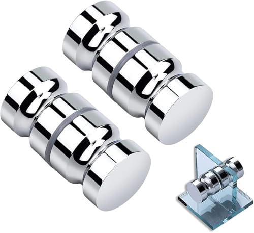 Türknopf Duschtürknopf Edelstahl Duschtürgriff Türknauf Dusche Griff Türklinken für Duschtür Glastüren mit 2 Stück verchromte Duschsockel