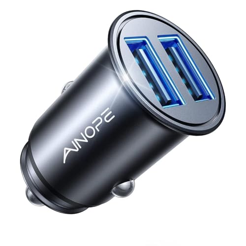 AINOPE 24W Zigarettenanzünder USB, [Mini Metall] 12V USB Adapter Auto Ladegerät, 4.8A Car Charger Steckdose Auto Handy Ladegerät für iPhone 16, Galaxy S25, iPad Pro, Huawei, Xiaomi und mehr
