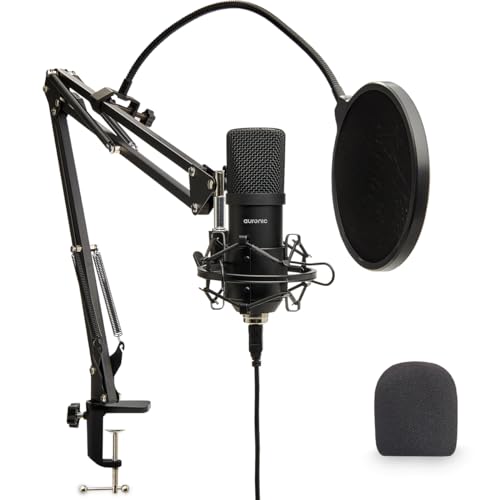 Auronic USB Mikrofon PC - Gaming Mikrofon mit Arm - Gaming Microphone PC - Podcast Mikrofon - PC Mikrofon - Streaming Mikrofon - Microfon - Kondensatormikrofon - Kondensator Mikrofon - Mikro - Schwarz