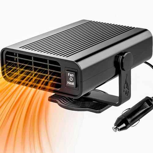YasJess Auto Heizlüfter 12V 120 W Autoheizung,Tragbare 2-in-1 Auto Heizung Kühlventilator,360° Drehbarer,Wenig Lärm für Fast Heating Entfroster Defogger