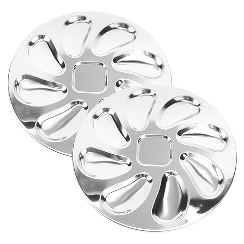 OFFSCH 2St Teller edelstahlplatte edelstahlblech küchenasseccoires Kuchen Platte Meeresfrüchte-Tablett Grillschale Servierplatte für die Küche Austernversorgung Rostfreier Stahl Silver