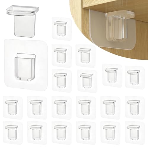 20 Stück Regalbodenträger, Klebehaken Selbstklebend Schrank Bodenträger, Spurlos Selbstklebende Regalstützen Halterung Regalbrett Durchsichtig, Bodenträger für Einlegeboden Kleiderschrank