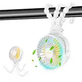 LAMJAD Mini USB Ventilator, Tragbarer Ventilator mit flexiblem Stativ, 360 ° drehbar, 3 Geschwindigkeiten, Starker Luftstrom, Clip-Lüfter für Kinderwagen, Autositz, Zelt, Bibliothek, Camping (Weiss)