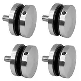 PRIOstahl Glaspunkthalter Punkthalter Glashalter x 4 Halter mit M10 Schraube + Gummieinlagen für Glas 8mm bis 17,52mm Flacher Anschluss für Glasscheiben Plexiglas Balkon Geländer aus Edelstahl V2A