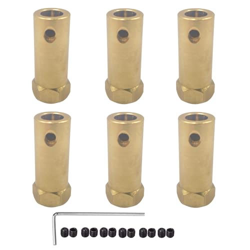 6Pcs Hex Kupplung 7mm Bore Motor Hex Messing Welle Kupplung flexibler Verbinder für DC Motor Welle, Roboter, Modell Auto Reifen Welle