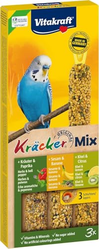 Vitakraft Vogelsnack Sittich Kräcker Mix Banane,Kräuter,Kiwi, 1x 3St