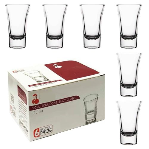 KRADLUX 6er-Set Schnapsgläser 50ml | Schnapsglasbecher 5cl | Perfekt für Likör-Shots, Whisky, Brandy, Wodka, Rum, Wodkagläser 6er-Set| Ideal für Zuhause, Party, Bar | Tolles Geschenk