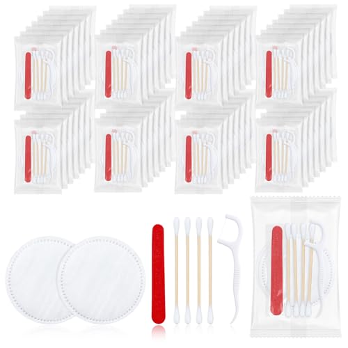 LLHQAMT Hotel Vanity Set, Hotelbedarf Toilettenartikel einzeln verpackt, Hotel Vanity Kit mit Wattepads, Wattestäbchen, Zahnseide und Nagelfeile (100 Stück)