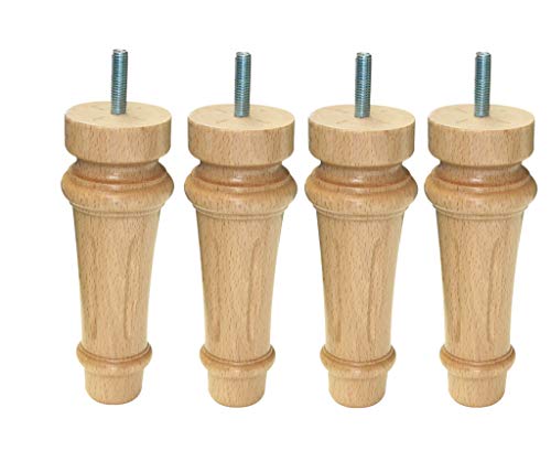 Margot Royal Louis XVI 3700527828183 Bettbeine, Holz, naturlackiert, Höhe 15 cm, 4 Stück