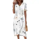 Generic Sommerkleid Damen Damen Kleider Elegant 80Er Jahre Kleider Hochzeit Outfit Gast Frau Kleider Festlich Damen Cocktailkleid Festliches Kleid Grün Cocktailkleider Größe 50 Damen Weiß M