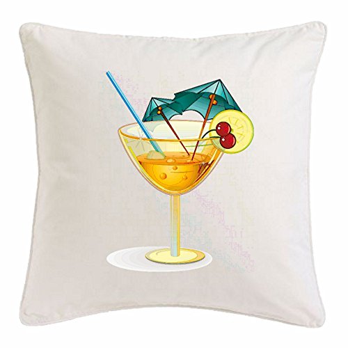 Reifen-Markt Kissenbezug 40x40cm Cocktail MIT Kirschen UND Dekoration LONGDRINK SOFTDRINK Aperitif aus Mikrofaser in Weiß