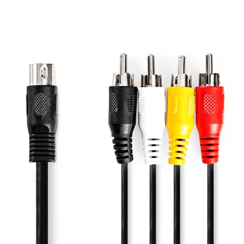 Nedis DIN-Audio-Kabel DIN 5-Pin Stecker | 4x RCA Stecker | Vernickelt | 1.00 m | Rund | PVC | Schwarz | Label