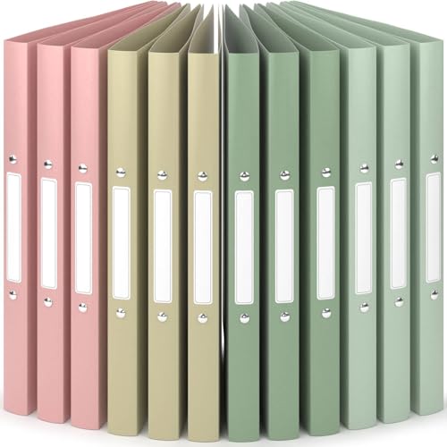 ACROPAQ - 12 x Ringbuch A4 - Mit 2 Ringen, Mit Rückenetiketten, Rückenbreite 2,5 cm, Erde, Natur Farbkollektion - Ringhefter, Ringordner, Ordner A4 Schmal, Ringmappe A4, Schulordner