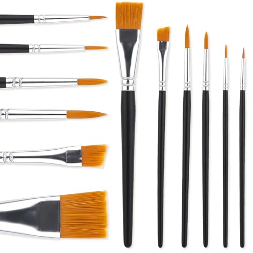 Dimeho Gesichtsmalpinsel-Set 6pcs Künstlerpinsel Set Profi Künstlerpinsel für Körper und Gesichtsbemalung Body-Art-Make-up-Set für Acrylmalerei Gouache Aquarell Halloween Karnevals Schminke Cosplay