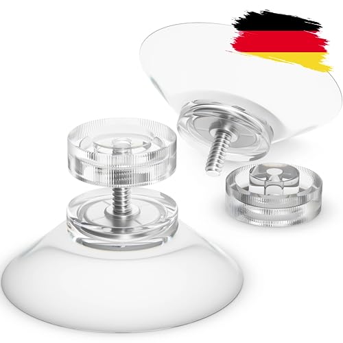 Raumhero® Saugnapf mit Gewinde (Starke Haftkraft) Glas Saugnäpfe mit transparenter Rändelmutter Ø30mm - 100% Made in Germany - Saugknöpfen, Saugknopf, Saugnapf schraubbar, Saugnoppen (20)