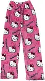 Pyjama Hose Kitty Schlafanzug Damen Pyjamas Hosen Lang Flanell Pyjama Hose Damen Schlafhose Weich Kawaii Pyjamas Anime Bequeme Schlafanzughose Frauen Anime Cartoon Casual Herbst-Winter (pink, S)