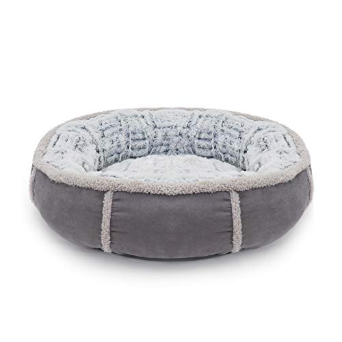 Rosewood 04370 Hundebett in Donut-Form mit Dicker Plüsch-Innenseite, grau, Länge: 50 cm