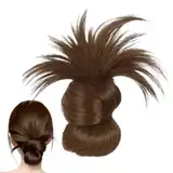 Clip on Federbrötchen-Perücke, unordentliches Brötchen-Haarstück Clip, Klauenclip unordentliches Brötchen Haarstück, leichtes natürliches Haarclip für Frauen Mädchen