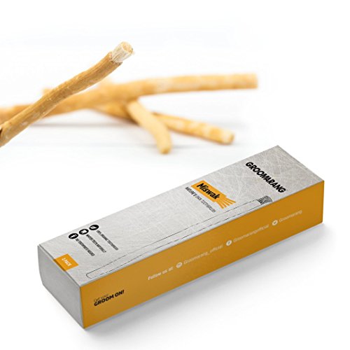 Groomarang Miswak Natures Zahnbürsten-Set, 2 Stäbchen, organischer Zahnaufheller, umweltfreundlich, aus salvadorianischen Persika-Baumwurzeln