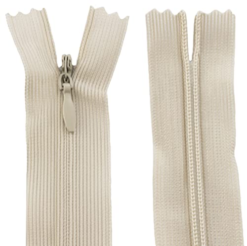 AERZETIX - C61849 - Satz mit 10 Reißverschlüssen unsichtbar 60cm nicht trennbar - reißverschluß mit gestell - farbe hell beige - lederwaren jeans hosen kleid rock schieber kleidungsstück nähen