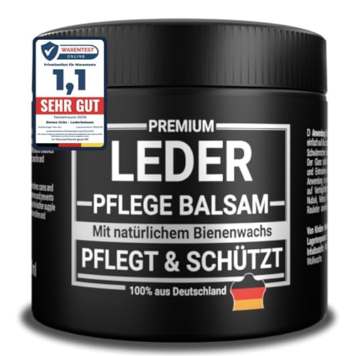 Emma Grün® Lederbalsam Lederfett Farblos 500ml [AUS BIENENWACHS] - Lederpflege für Schuhe, Jacken, Taschen & Sattel - Pflegemittel für Lederjacken & Lederschuhe - Sattelfett Made in Germany