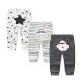 Chamie Baby Leggings Hosen Hosen für Baby Jungen und Mädchen 0-3m/3-6m/6-9m/9-12m 3-Pack 100% Baumwolle Gr. 80 cm, Design2