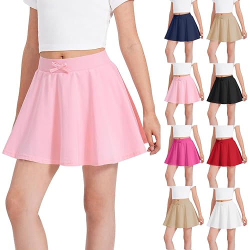 KODMNSW Rock Mädchen Tennisrock Hohe Taille Faltenrock Golf Skorts Sportrock Kinder Sommerrock Minirock Tanzrock Plissierte Skater Schuluniform Röcke 3-13 Jahre Warehouse Deal Rosa 150