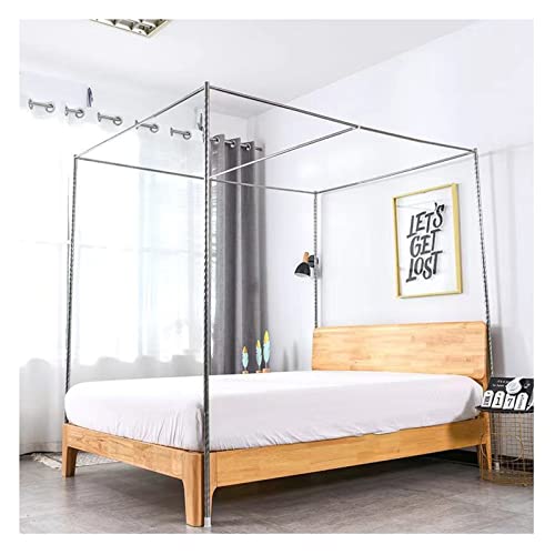 Edelstahl Himmelbettrahmen, Moskitonetz Mit Betthalterung Himmelbettrahmen Für Doppel/Komplett/Queensize/Kalifornien Kingsize Bett (Farbe : Upgrade 32mm, Größe : 200X220CM)