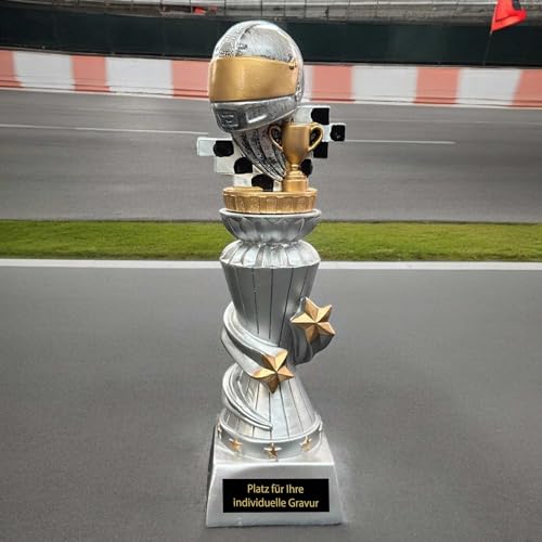 eberin · Rennsport-Pokal „Speed ​​King“ – Die ultimative Auszeichnung für herausragende Rennfahrer · Motorsportveranstaltungen, Kart-Rennen · Rennhelm Pokal personalisierbar · 21cm (MIT Gravur)
