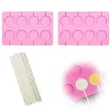 Silikon lollipop formen,Schokoladenlutscher Formen,Lollipop Formen,Lollipopform mit 50 Lollipopstiften,Geeignet für die Herstellung von Lutschern,Pralinen(2 Stück)