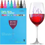 GAINWELL Weinglas Marker Stifte - 8-teiliges Set zur lebensmittelechten Beschriftung von Gläsern - Ideal für Partys - Wiederverwendbar, MEHRWEG