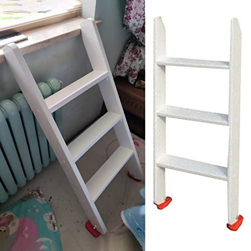 Weiße bodenstehende Schulwohnheim-Bettleiter, universelle Ersatzbett-Etagenleiter, Innen-Loft-Wohnmobil-Holzstufenleiter, Größe: 3 Stufen 100 cm (39 3/8")