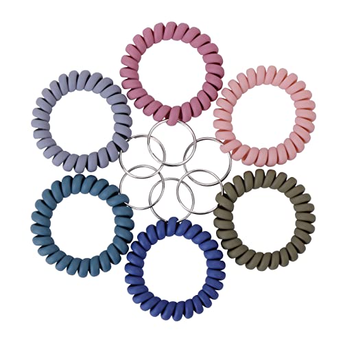 Yolev 6 Stück Armband Schlüsselanhänger Kunststoff Federspirale Keychain Elastische Spiralspule Schlüsselbund Dehnbare Handgelenk Schlüsselanhänger für Fitnessstudio Pool Schlüssel