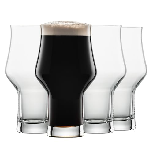 SCHOTT ZWIESEL Stout Glas Beer Basic 0,3 (4er-Set), markantes Bierglas für Stout Bier, spülmaschinenfeste Tritan-Kristallgläser, Made in Germany (Art.-Nr. 123650)
