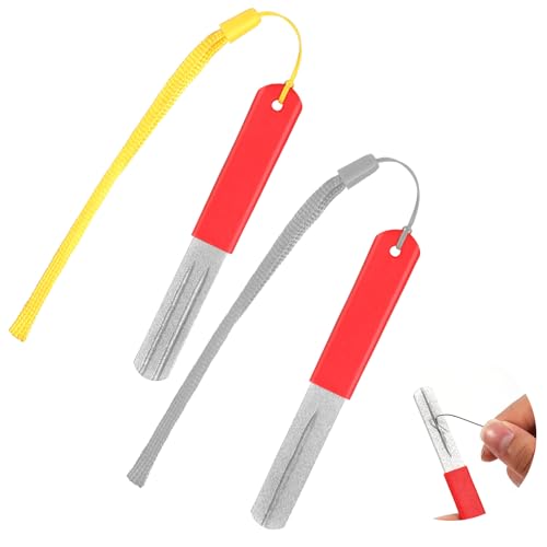 simarro 2 Stück Fischhakenschärfer, Doppelseitiger Schleifstein Angelhaken Schleifschleifstein mit Lanyard, Tragbares Hook Sharpener Schleifstein HakenschäRfer Schleifwerkzeug für Outdoor Angeln
