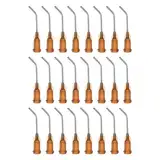 QUARKZMAN 24 Stück stumpfe Dosierspitzen 15 Gauge 1 Zoll Schraubanschluss gebogene Flussgestaltung gebogene Dosierspitzen mit Luer-Lock für Klebstoffdosierung, Orange