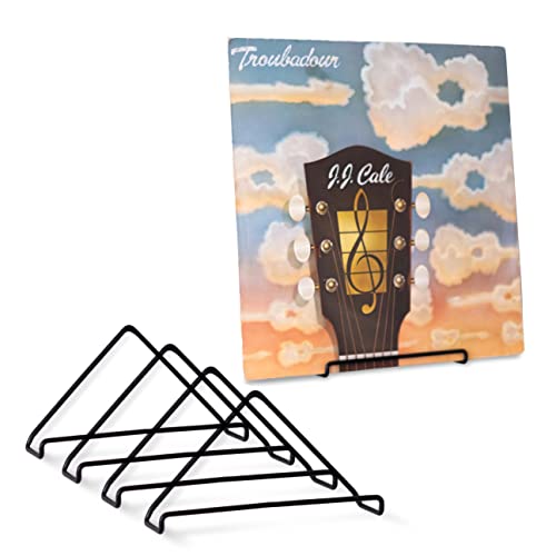 Schallplatten Wandhalterung | 4 Stück | Vinyl Aufbewahrung | Farbe Matt Schwarz Metall | Vinyl Wandhalterung | Schallplatten Zubehör und Vinyl Regal | Schallplatten Deko für die Wand