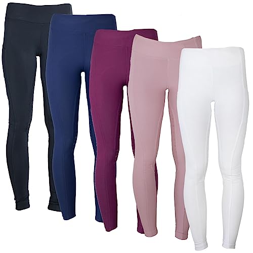 MS-Trachten Reitleggings Kinder Silikonvollbesatz mit Handytasche Reithose Mädchen Tessa (158/164, Weiß)