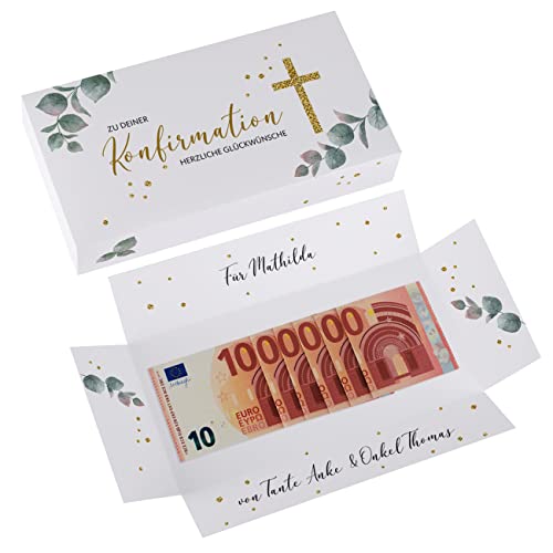 Herz & Heim® Geschenkverpackung Geldgeschenk mit Personalisierung - Erste Million Konfirmation