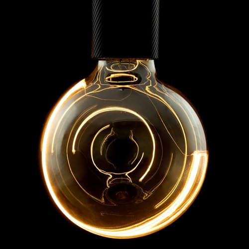 LED Illusion Crescent Slanting Globe 125 - Smokey Grau, E27, Dimmbare Kohlefadenlampe, Warmes Licht, Effiziente LED Beleuchtung für Gemütliche Atmosphäre