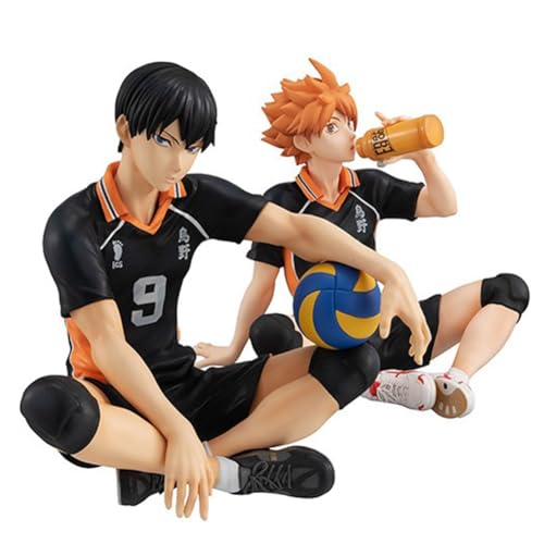 Anjinguang Haikyuu Figur Hinata Syouyou/Kageyama Statue - Nudelstopper Modell 10 cm - Sammlerstück PVC Sitzpose Skulptur Desktop Ornament