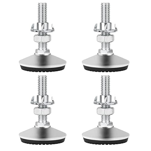 Drenky Stellfüße Höhenverstellbar, M10 x 50mm Möbelfüße Verstellbar Edelstahl 4 Stück Schraubfüße mit Einschlagmuttern und Geräuscharme rutschfeste Kunststoffbasis