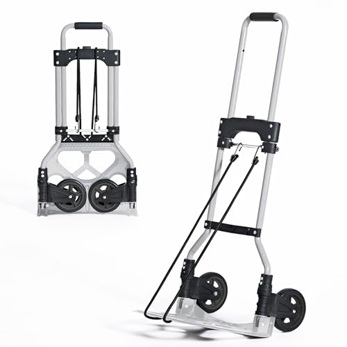 sogesfurniture Aluminium Sackkarre Transportkarre klappbare Handkarre, mit kostenlosem Gummiband für Fixieren der Gegenstände, bis 60kg Tragkraft, Silber