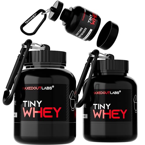maxedoutlabs Tinywhey | 2x Protein Pulver Portionierer | Pulver Behälter | Fitness Geschenke Männer | Protein Scoop | Keychain | Proteinpulver Aufbewahrung | Fitness Gadgets | Gym Gadgets